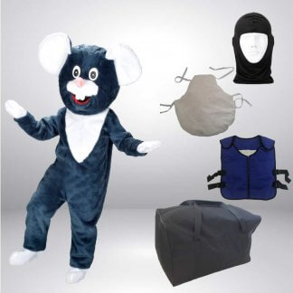 Set Angebot Maus Kostüm + Hygiene Haube + Kissen + Kühlweste + Tasche L